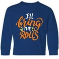 thumbnail image 3 of Inktastic Thanksgiving I'll Bring the Rolls in Orange Long Sleeve Youth T-Shirt, 3 of 5