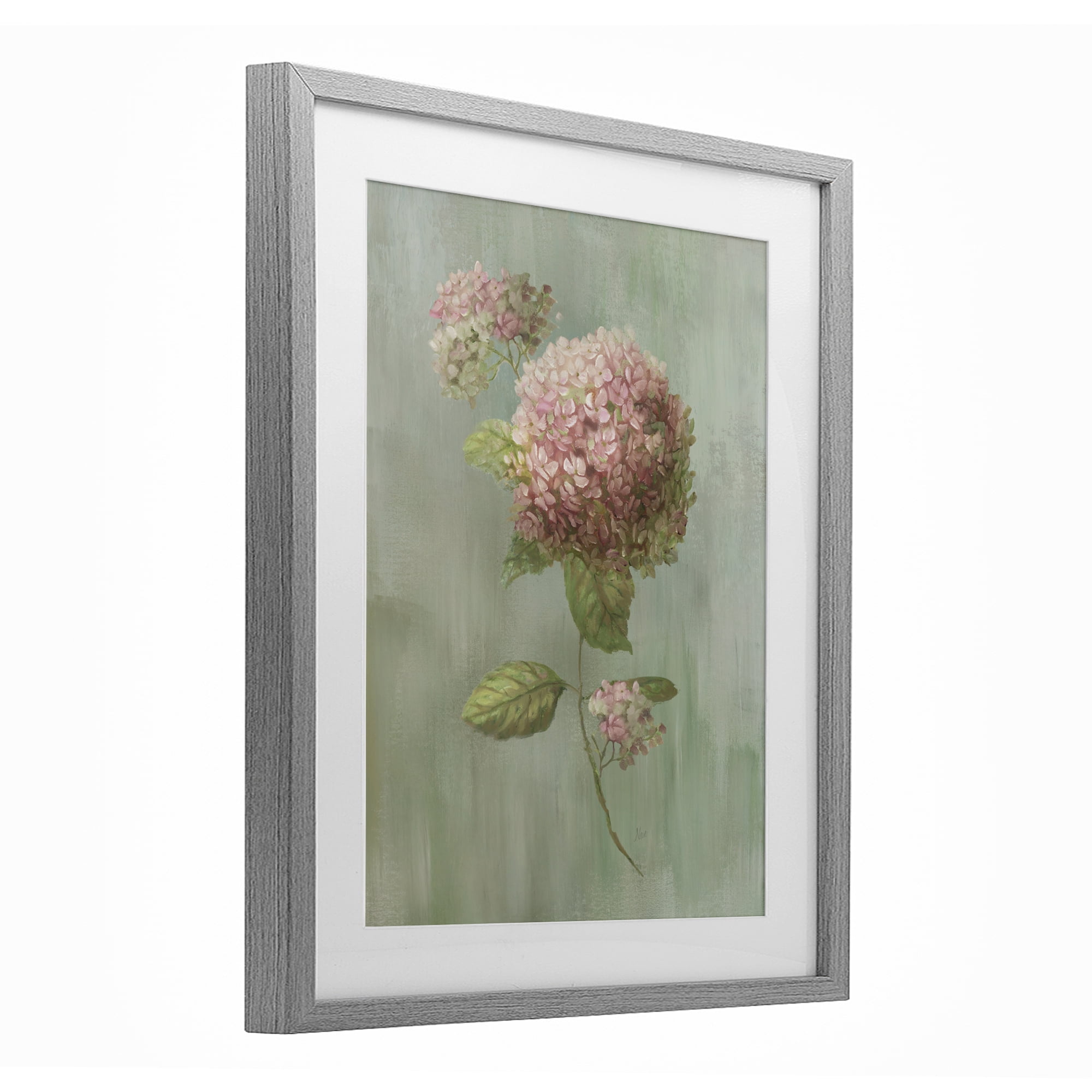 Stupell Industries Single Hydrangea Bushel Gray Framed Print Under Glass, design by Nan