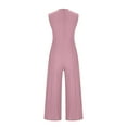 thumbnail image 5 of Pants for Women,Clearance Women's Plus Size Women Casual Solid Sleeveless V_neck Cotton Linen Romper Long Playsuit Jumpsuit Loose Causal Pants, 5 of 5