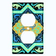thumbnail image 2 of Metal Light Switch Plate Cover Teal Orange Fancy Tile Pattern TIL002, 2 of 13