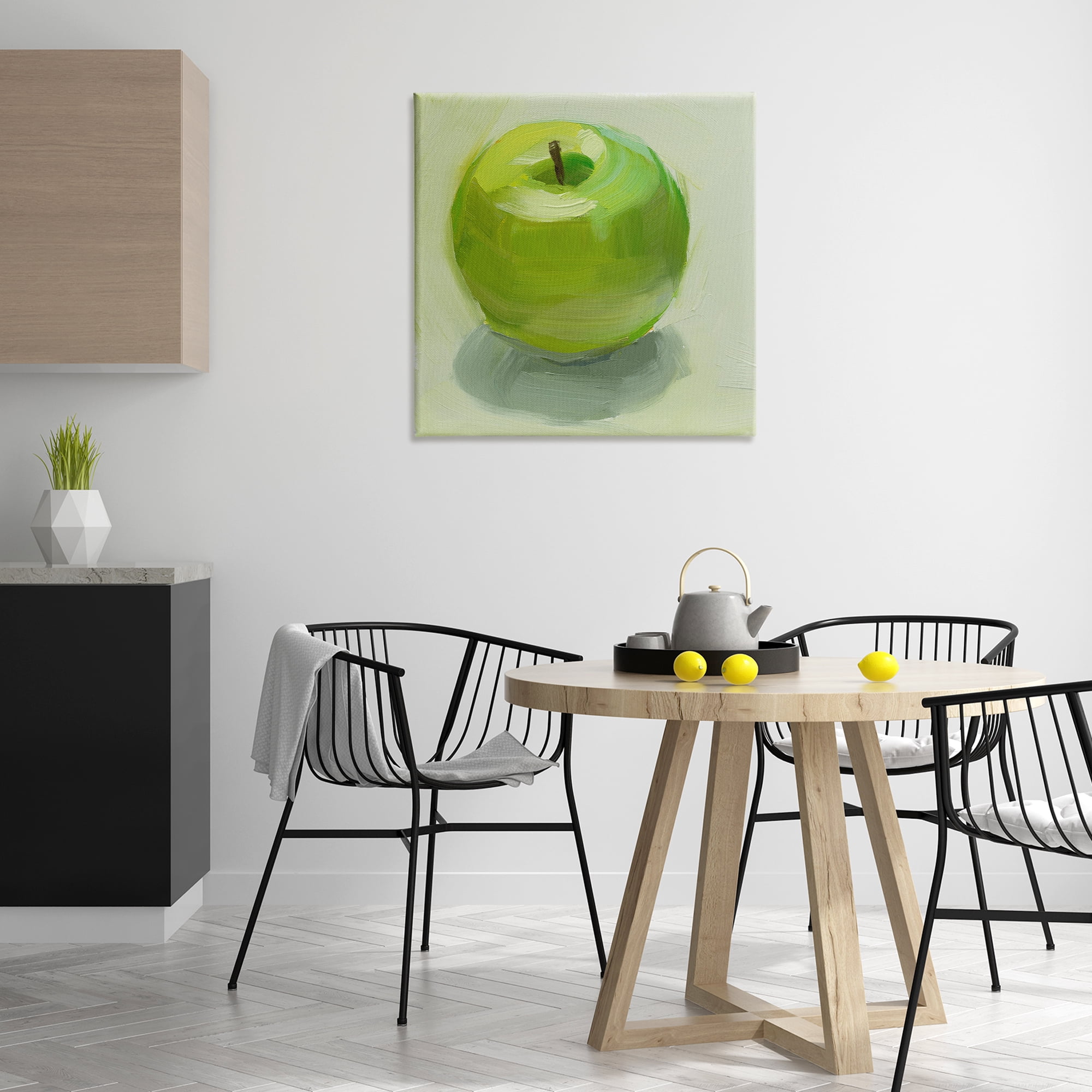 Stupell Industries Juicy Green Apple Food & Beverage Painting Wrapped Canvas Art Print Wall Art, 30 x 30