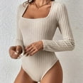 thumbnail image 3 of SMZ Women's Casual Warm Funnel Neck Brushed Rib-Knit Bodysuit, Autumn/Winter, 3 of 5
