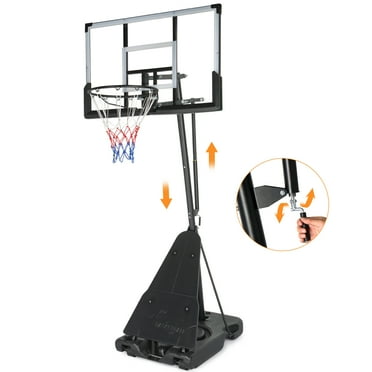 Ktaxon 5.3-10ft Adjustable Portable Basketball Hoop with Rebound Plate,44-Inch Weatherproof Backboard Indoor Outdoor