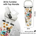 thumbnail image 3 of 30 oz Bee Flip Straw Tumbler with Top Handle for Bee Lover Insulated Resuable Vacuum Tumbler with Flip Straw and Handle for Home Office Car Dishwasher Safe Bee, 3 of 6