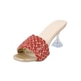 thumbnail image 4 of Sandalias y pantuflas tejidas falsas de tacón alto transparente con boca de pez informal para mujer Wmkox8yii  ytu2569, 4 of 9