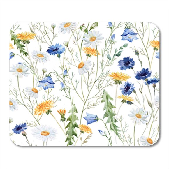 NUDECOR Garden Watercolor Dandelions Wild Flowers Bell Pattern Painting Field Spring Mousepad Mouse Pad Mouse Mat 9x10 inch