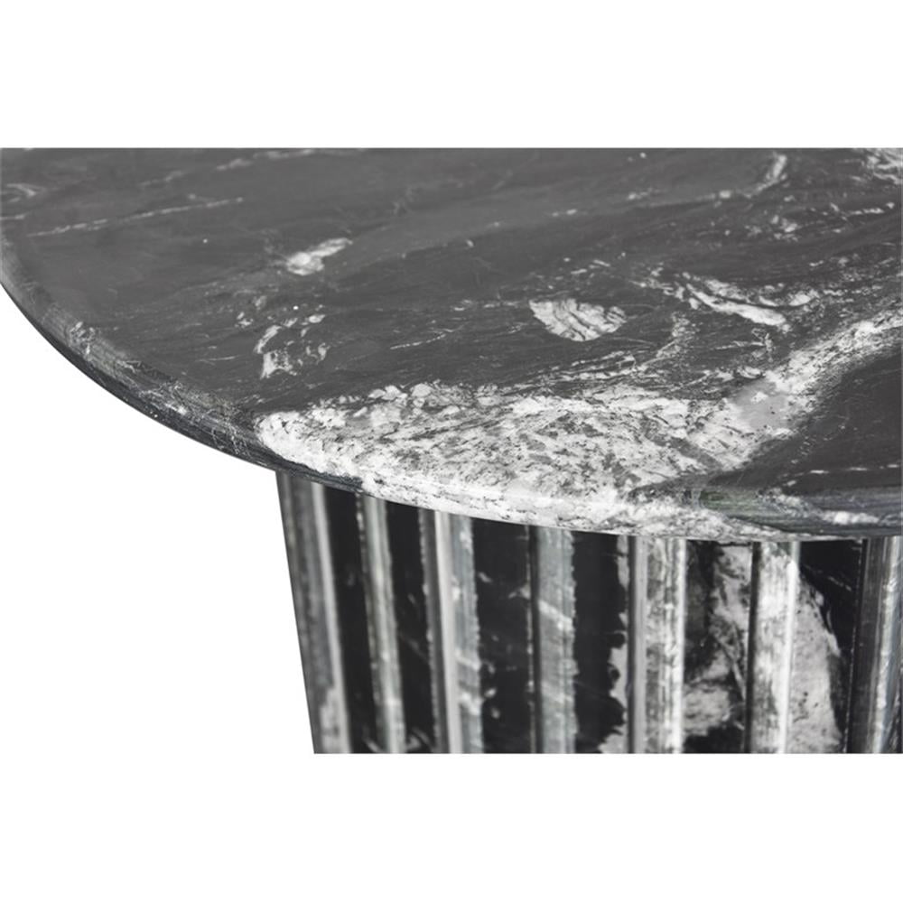 Maklaine Contemporary Black Marble with White Veining Dining Table