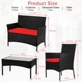 thumbnail image 7 of YRLLENSDAN Wicker Outdoor Furniture, Wicker Patio Furniture Set Front Porch Furniture Patio Conversation Sets 4 Piece Patio Furniture Set for Backyard Balcony Porch Garden, Red, 7 of 7