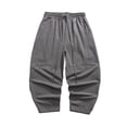 thumbnail image 2 of Men's Cropped Harem Pants Baggy Casual Trousers Loose Fit Drop Crotch Lightweight Breathable with Elastic Waist Drawstring for Yoga Lounge Streetwear Everyday, 2 of 9