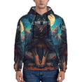 thumbnail image 2 of Zufioo Starry Sky Moon Wolf Leader Design Fleece Comfortable Hoodie for Mens,Sweatshirt for Men,Pullover Hooded Sweatshirt for Men -3X-Large, 2 of 5