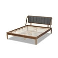 thumbnail image 3 of Baxton Studio Helsa Mid-Century Modern Dark Grey Fabric Upholstered and Walnut Finished Full Size Platform Bed, 3 of 5
