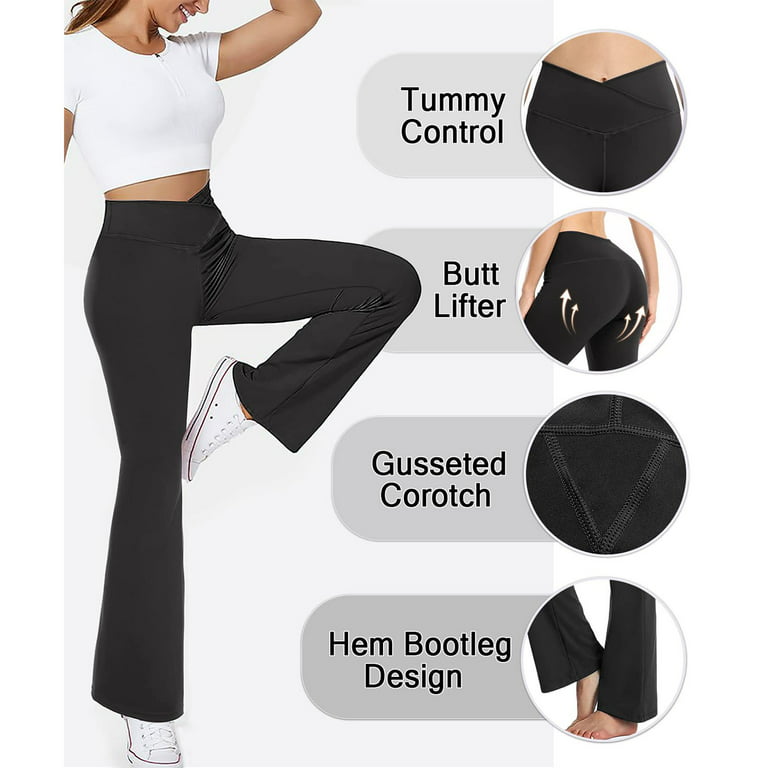 Lilvigor High Waisted Crossover Flare Leggings for Women Tummy Control  Bootcut Yoga Pants 