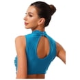 thumbnail image 4 of Doomiva Women Lyrical Dance Tops Sparkly Sequins Crop Top Modern Contemporary Ballet Dancewear Light Blue XXL, 4 of 5