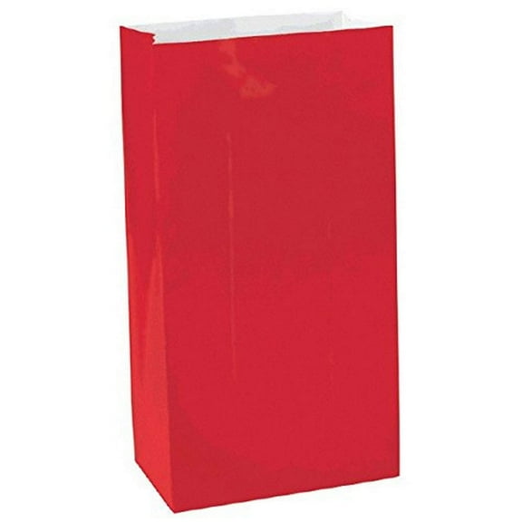 Mini Paper Bag, 6 1/2" x 3" x 2" , Apple Red - Pack of 12