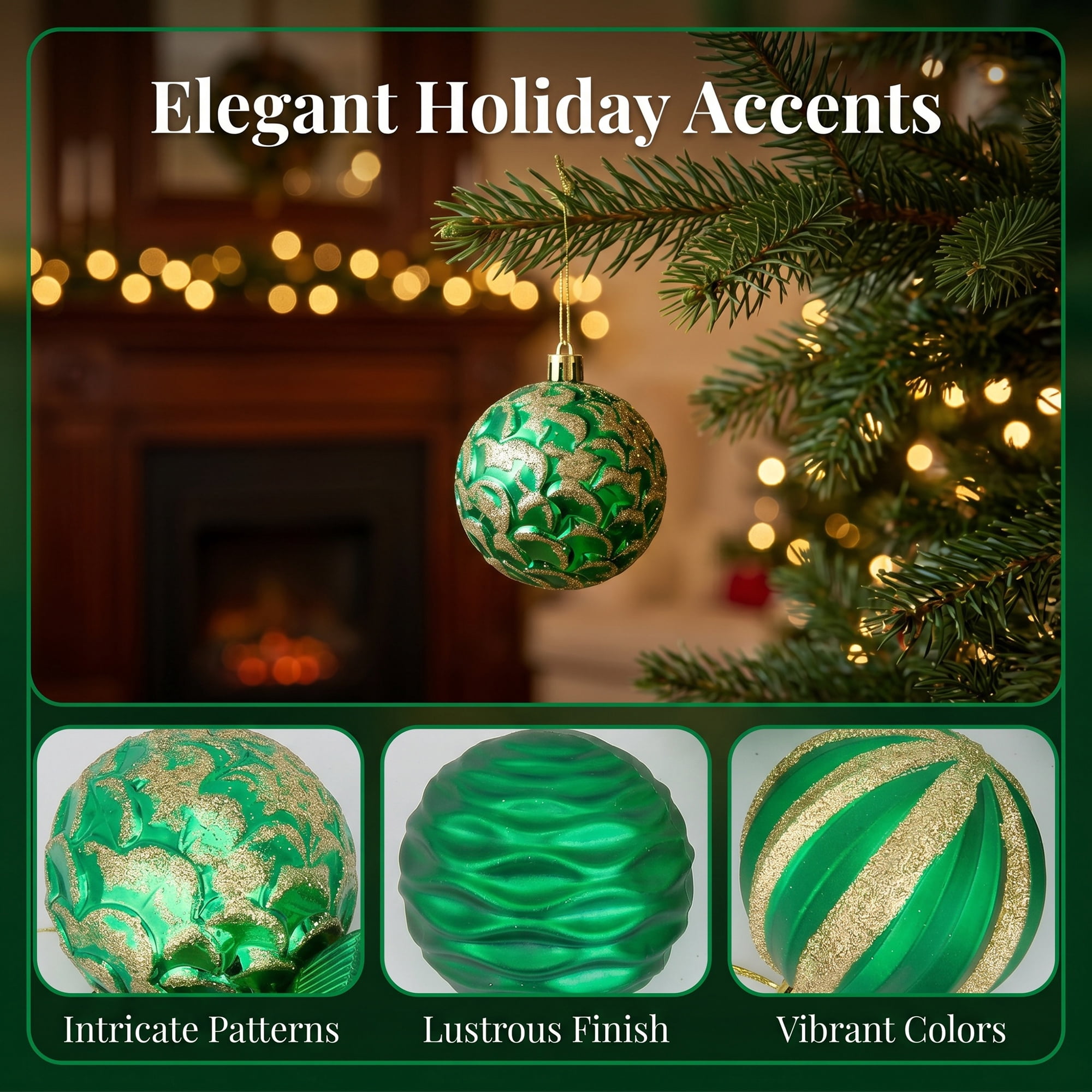 Unique Bargains 6Pcs Painted Electroplated Balls Shatterproof Ornaments Green 2.4"