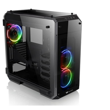Big Tower Computer Case Thermaltake View 71 RGB 4x Temepred Glass Full Tower Large Open Gaming Computer Chassis - CA-1I7-00F1WN-01 ()