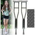 thumbnail image 2 of My Crutches -Fashion Crossbones Designed Colored Youth Junior Crutches for Kids/Teens/Adults w Adjustable Handgrip & Length Lightweight Durable Aluminum w Underarm Pad (Heights 4'5" to 5'2"), 2 of 4