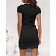 thumbnail image 4 of Vestido de camiseta para mujer, informal, de manga larga, con lazo en la cintura, cuello redondo, ajustado, fruncido, elástico, con nudo, Color sólido, suelto, Mini vestido sin mangas Adepaton WMZL-907-23, 4 of 5