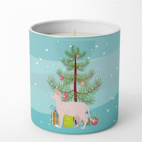 Carolines Treasures CK4724CDL 3.75 x 3.25 in. Unisex Sphynx Cat Merry Christmas 10 oz Decorative Soy Candle