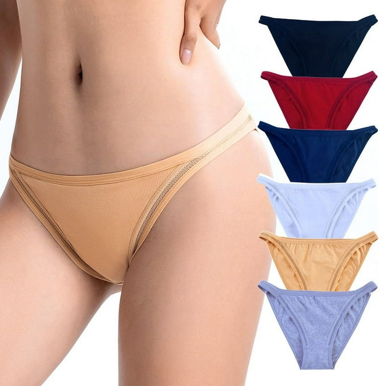 3 Pack String Bikini Underwear for Women Soft Stretch High Cut Seamless  Bikini Briefs Womens Cotton Underwear 