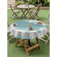 thumbnail image 5 of Outdoor Tablecloth with Umbrella Hole Zipper Teal Ombre Sky Retro Round Tablecloth 60" Waterproof Outside Table Cloth Modern Rustic Clouds Landscape Patio Table Cover Tablecloths for Picnic Party, 5 of 8