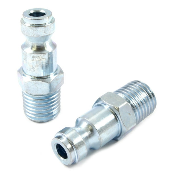 Conector de aire Forney 75590, estilo Tru Flate, NPT macho de 1/4 x 1/4 pulgadas, paquete de 2