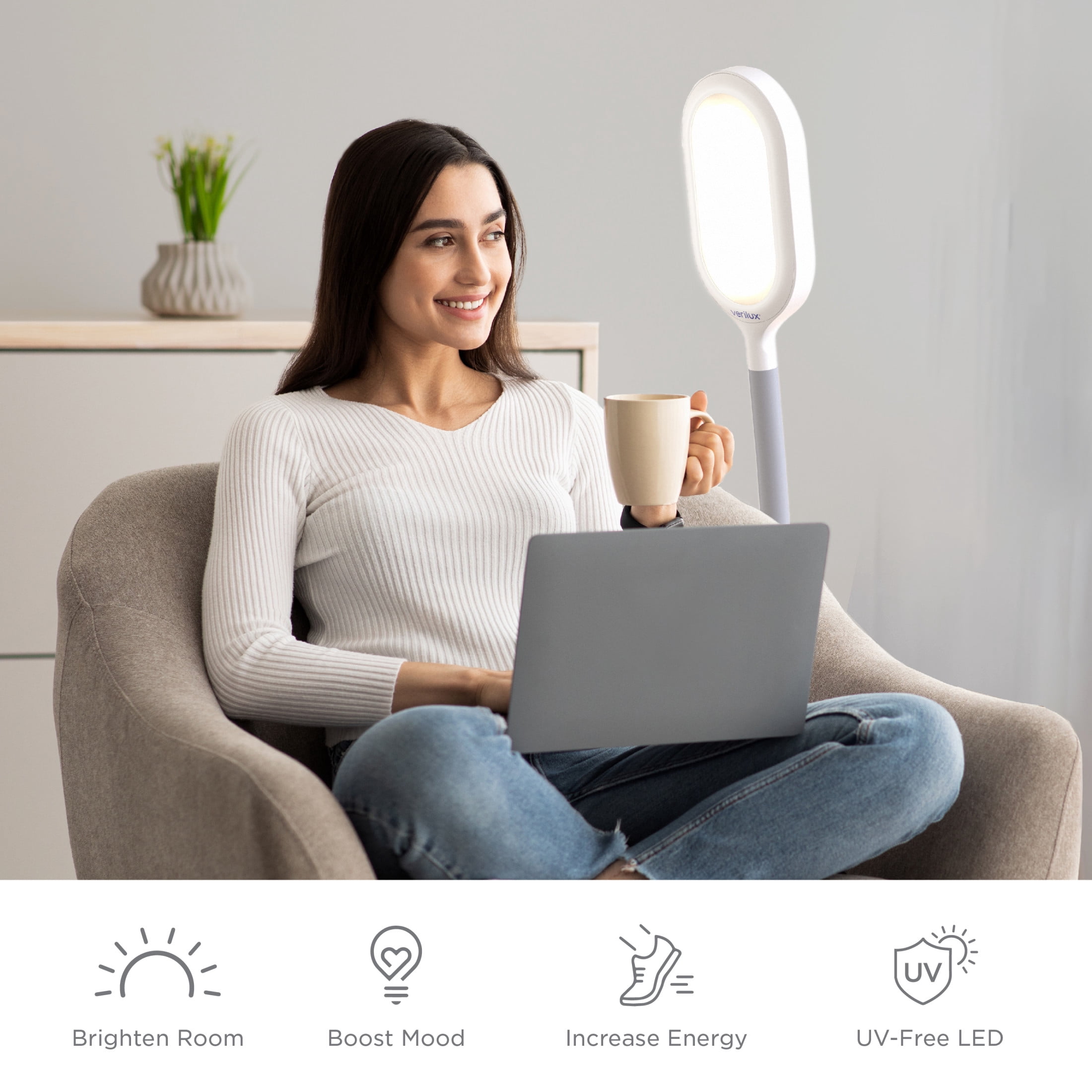 Verilux HappyLight Duo 2-in-1 Light Therapy & Floor Lamp White (VT39WW1)