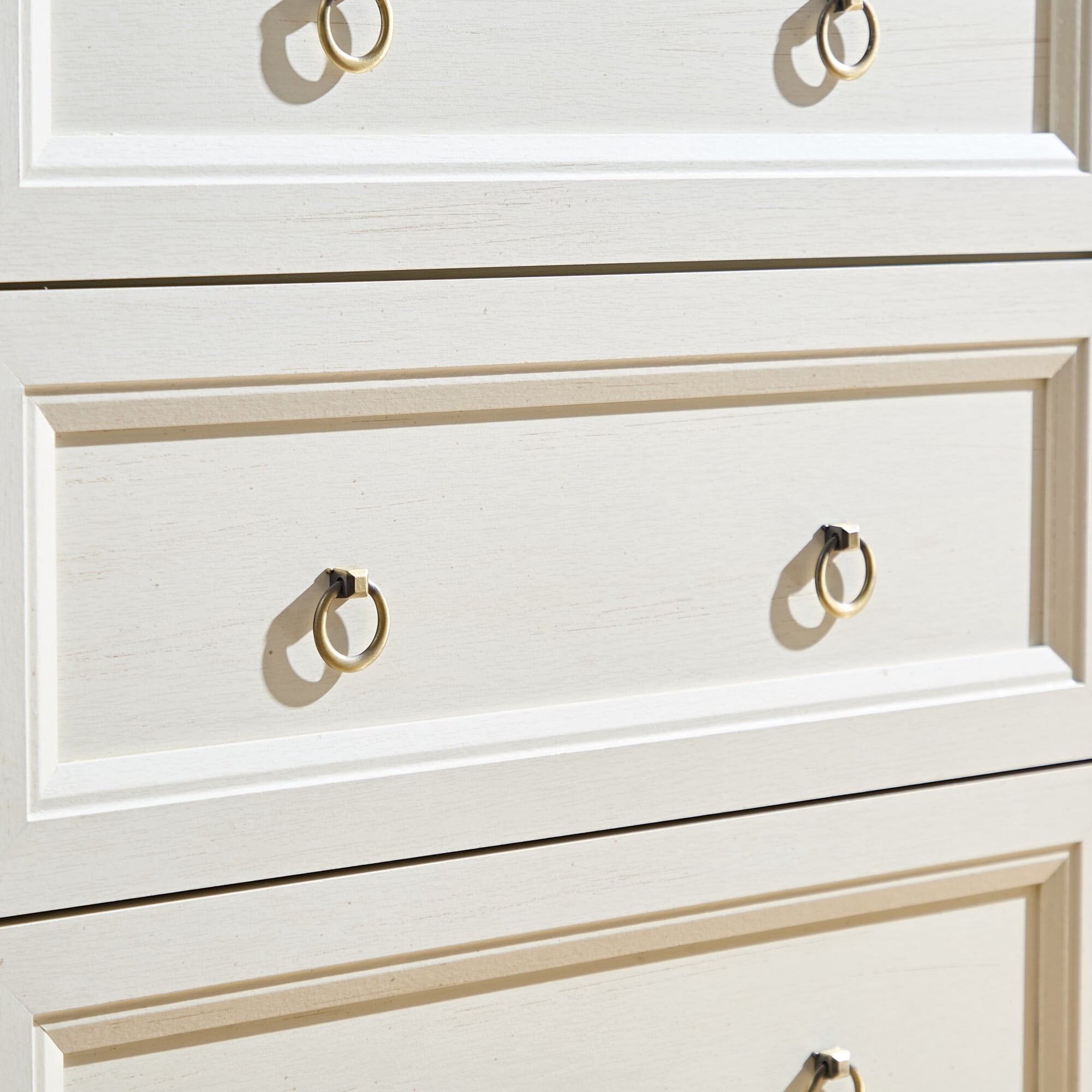 DEALTOPS 6-Drawer Farmhouse Dresser, 54" Wide Wood Storage Chest Bedroom Organizer with Metal Handles, White
