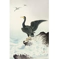 thumbnail image 2 of Koson, Ohara 23x32 Black Ornate Wood Framed with Double Matting Museum Art Print Titled - Red mask cormorant on rock, 2 of 4
