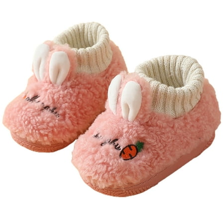 

Baby Walking Shoes Slippers Warm And Sweat Absorption For Toddlers Baby Girls Boys Pink 24-25