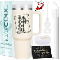 Christmas Gifts for Mom, 40 Oz Mama Mommy Mom Tumbler with Handle, Gifts for Mom from Daughter, Mom Christmas Gifts Ideas from Son, Best Funny Mom Gifts for Birthday Mother''s Day(Cream)
