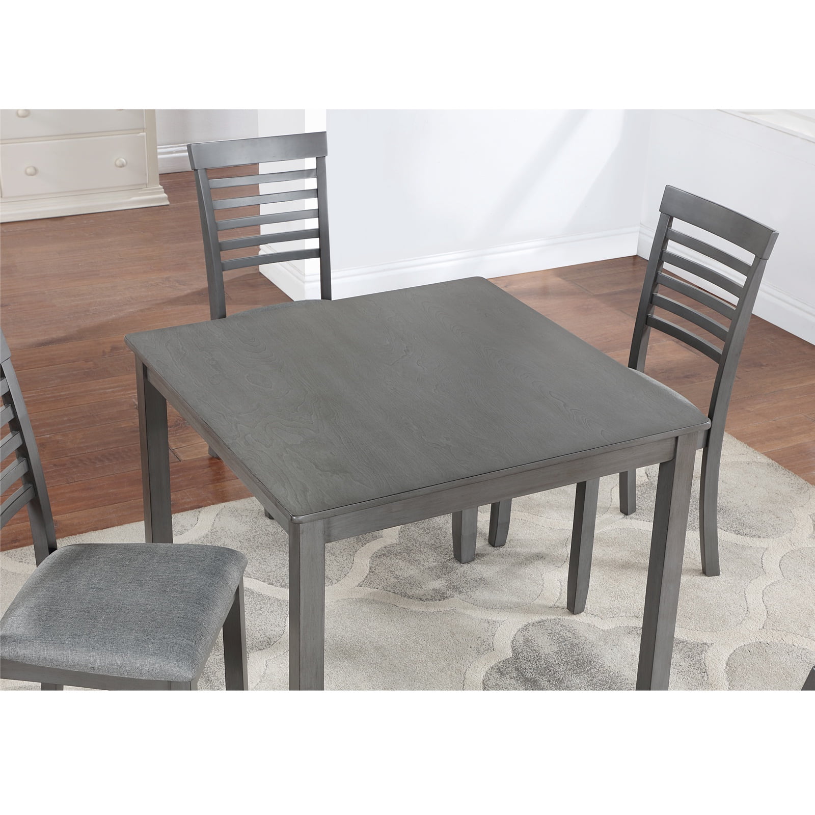 PAPROOS Solid Wood Dining Table, 30'' Height Square Kitchen Table for Small Space, Farmhouse Acacia Wooden Dinner Table for 4, Gray(Only Table)
