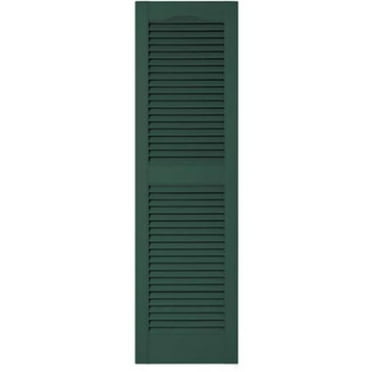 010140052028 15 x 52 in. Green Vinyl Louvered Shutter Pair