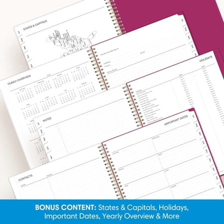 Blue Sky 2026-2027 Weekly and Monthly Academic Year Planner Calendar, July 2026 - June 2027, 8.5 x 11, Flexible Pocket Cover, Wirebound, Storage Pocket, Laminated Tabs, Mahalo
