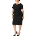 thumbnail image 4 of MODA NOVA Juniors Plus Size Work Business Short Sleeve Peplum Bodycon Midi Wear-to-Work Dress, 4 of 6