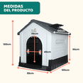 thumbnail image 2 of Casa Térmica para Perros de Raza Grande con Piso Elevado | Plástico Reforzado Impermeable con Protección UV | Puerta Metálica Abatible y Techo con Drenaje Rápido | Gris, 2 of 8
