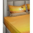 thumbnail image 6 of Ambesonne Tropical Fitted & Top Sheet Set with Shams, Wooden Deck Sunset, Orange Brown, 6 of 8