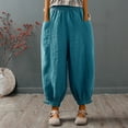 thumbnail image 4 of AIEOTT Lightweight Harem Pants Women Baggy Cotton Linen Pants Casual Breathable Pants Summer Vacation Pants Fashion Streetwear, 4 of 8