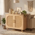 thumbnail image 3 of Homy Casa Accent Cabinet, 2-Door Rattan Storage Cabinet with Shelves, Natural, 3 of 8
