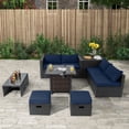 thumbnail image 2 of Aimee Lii 9 Pieces Patio Furniture Set with 32” Fire Pit Table and 50000 BTU Square Propane Fire Pit, Modern Patio Furniture for Outdoor Backyard Pool Deck-Navy, 2 of 11