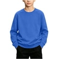 thumbnail image 2 of DJDLJWCJ Boys Long Sleeve Sweatshirt Solid Color Crewneck Pullover Boys Stretch Soft Lightweight Sweatshirts Blue Size 3T, 2 of 7