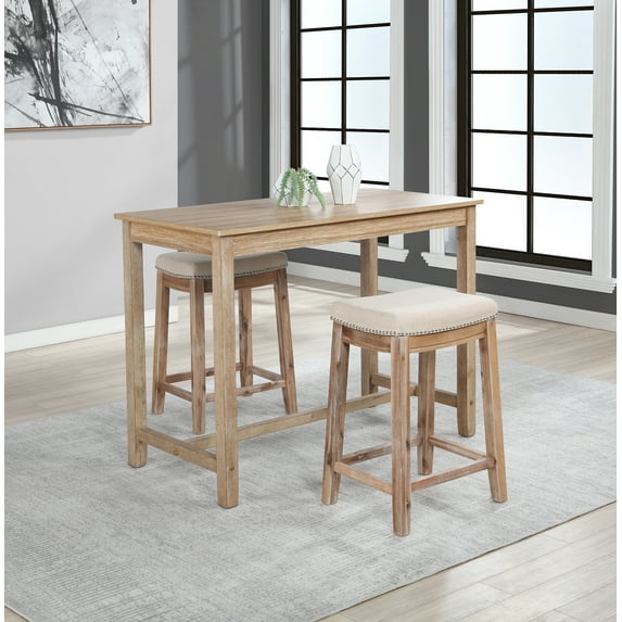 Linon Claridge Wood Counter Height Pub Table, 36" Tall, Distressed Acacia Brown Finish