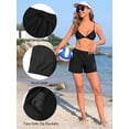 thumbnail image 3 of Asoul Womens High Elastic Waisted Swim Bottoms Mesh Board Shorts Drawstring Swim Shorts with Pocket, 3 of 7