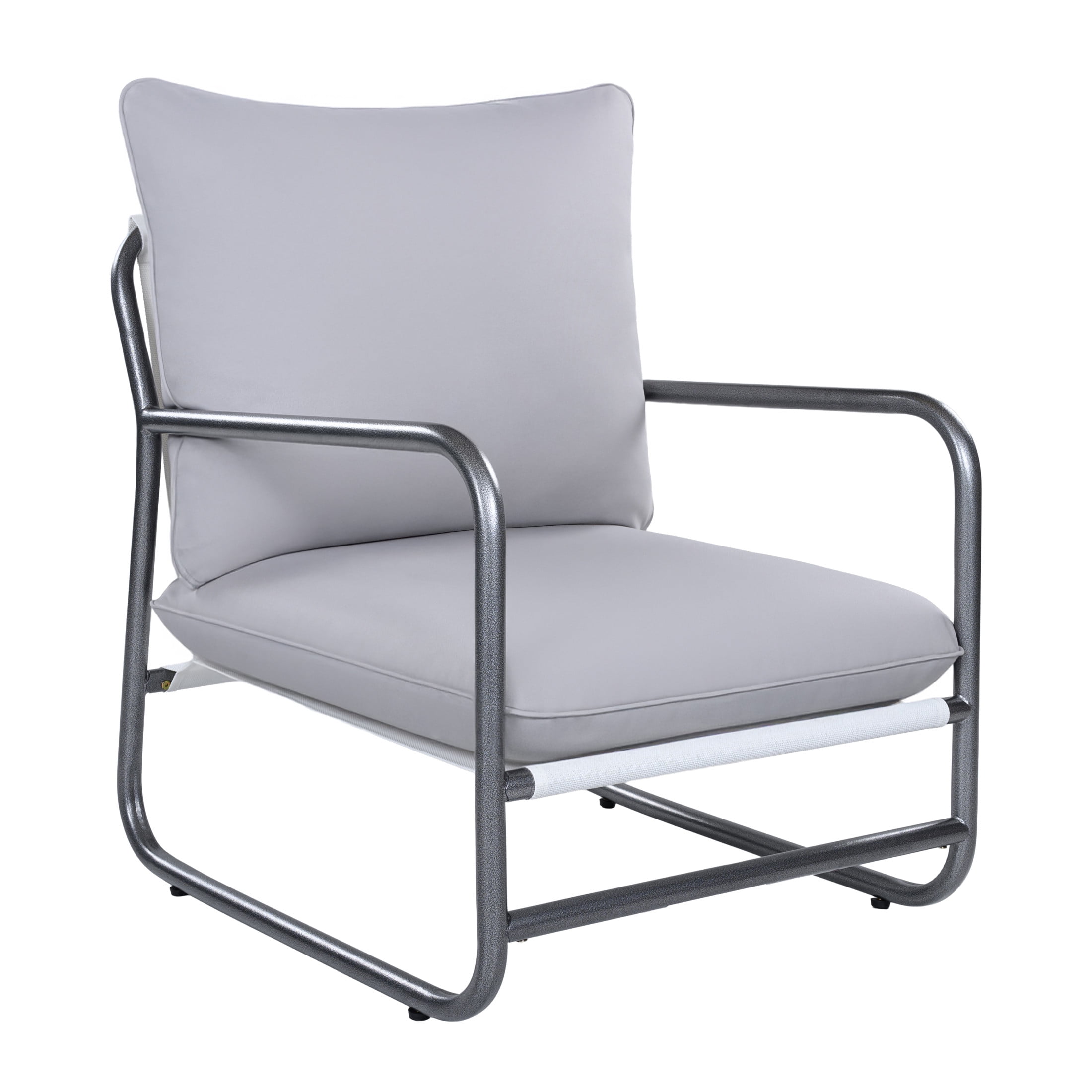 Christopher Knight Home Modern Outdoor Aluminum Lounge Chairs with Cushions, Gray+Gunmetal+White