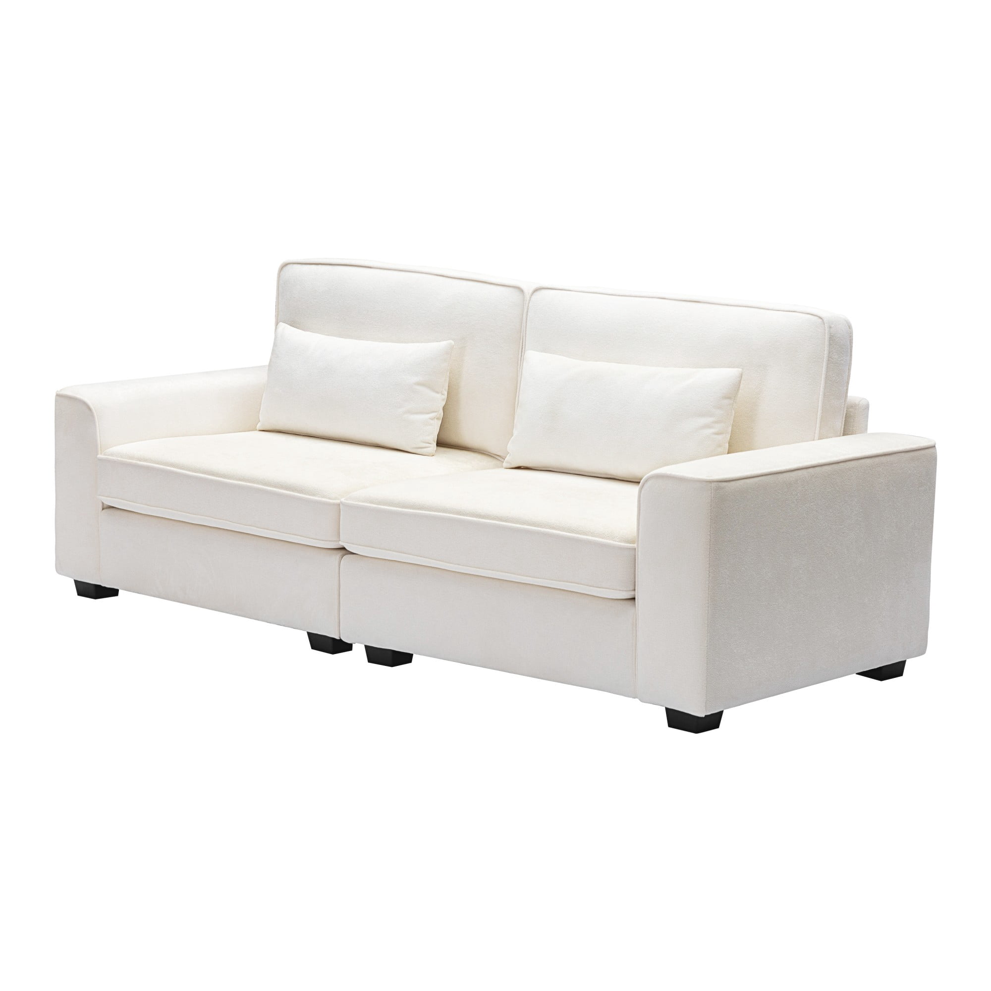 79.5" Modern Sofa Couches,3-Seat Sofa Couch Linen Fabric Upholstered Sofa Furniture with Pillows for Living Room Bedroom Apartment,Beige