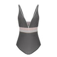thumbnail image 4 of $10 & under UTSJKR One Piece Swimsuit Women Tummy Control Bathing Suits Slimming Modest Color Block Swim Suits 2025 V Neck Swimwear Gray L, 4 of 5