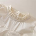 thumbnail image 5 of hoksml Girls Puff Short Sleeve Ruffle Neck Dress, Back to School Outfit for Kids, Breathable Cotton, Soft Tiered Ruffle Hem Dress, 5 of 9