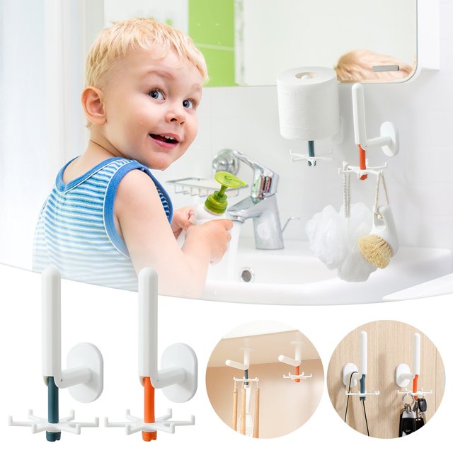 Vaidha Home Multi-functional Kitchen Rotating Hook On The Wall Six-claw Punch- Strong Load-bearing Viscose Wall Hook