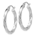 thumbnail image 2 of 14K White Gold Earring Hoop Women'S 21 mm 3 3Mm Twisted Earrings, 2 of 3