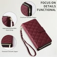 thumbnail image 3 of For Apple iPhone 12 / 12 Pro Wallet Case Magnetic Flip Cover 9-Card Slots Zipper Pocket With Detachable Shoulder Strap And Wrist Strap,Wine red,For iPhone 12 / 12 Pro, 3 of 7